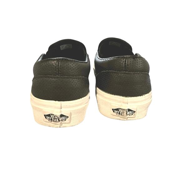 VANS CLASSIC SLIP-ON - Black Perforated Leather Women 8 Men 6.5 - Picture 16 of 16
